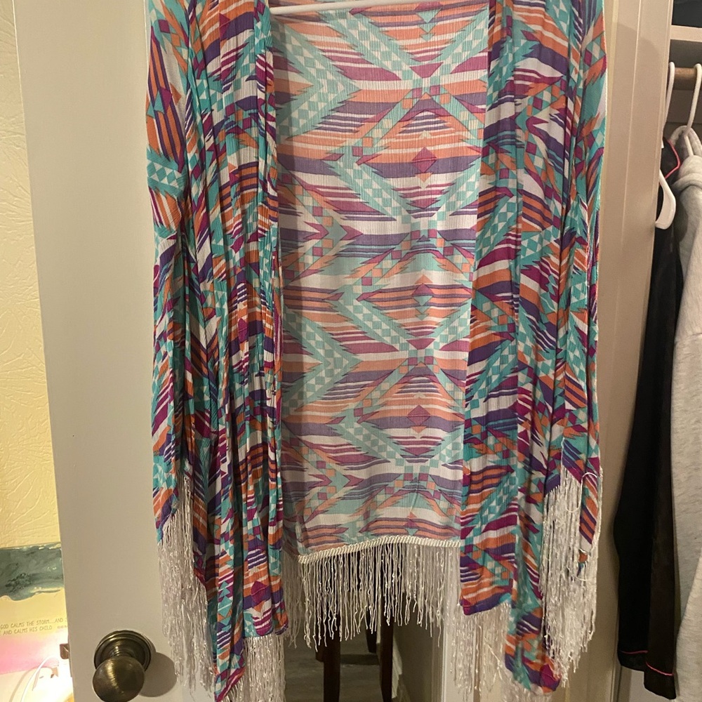 Rock & Roll Cowgirl Multicolor Geometric Kimono
